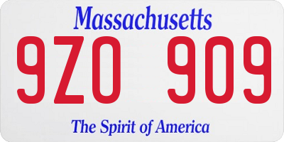 MA license plate 9ZO909