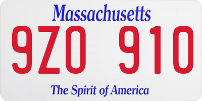 MA license plate 9ZO910