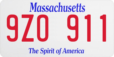 MA license plate 9ZO911