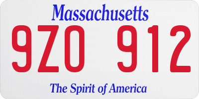 MA license plate 9ZO912