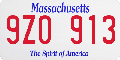 MA license plate 9ZO913