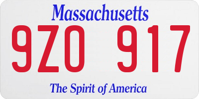 MA license plate 9ZO917