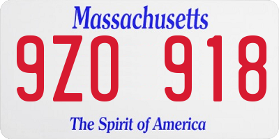 MA license plate 9ZO918