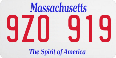 MA license plate 9ZO919