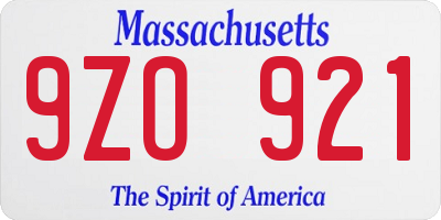 MA license plate 9ZO921