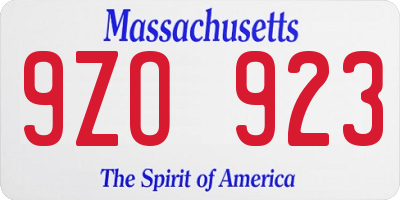 MA license plate 9ZO923