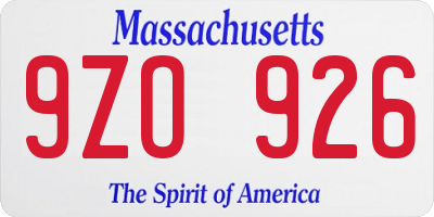 MA license plate 9ZO926