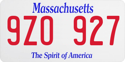 MA license plate 9ZO927