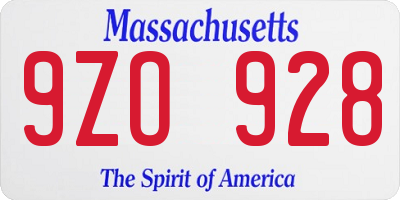 MA license plate 9ZO928