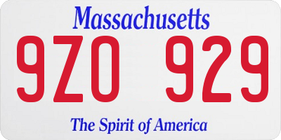 MA license plate 9ZO929