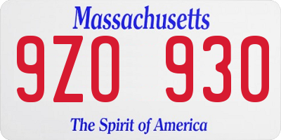 MA license plate 9ZO930