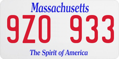 MA license plate 9ZO933