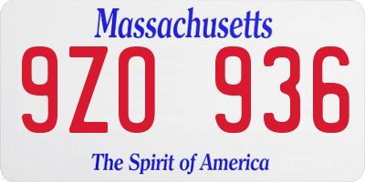 MA license plate 9ZO936