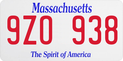 MA license plate 9ZO938