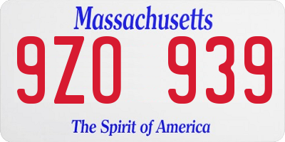 MA license plate 9ZO939