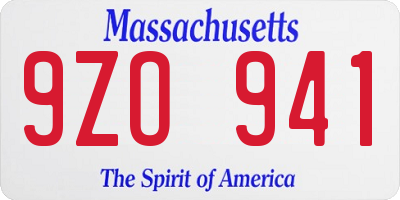 MA license plate 9ZO941