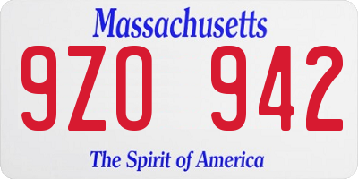 MA license plate 9ZO942