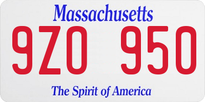 MA license plate 9ZO950