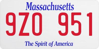 MA license plate 9ZO951