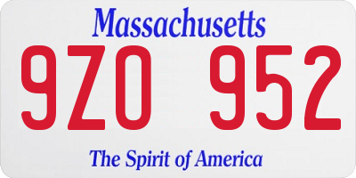 MA license plate 9ZO952