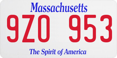 MA license plate 9ZO953