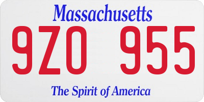 MA license plate 9ZO955