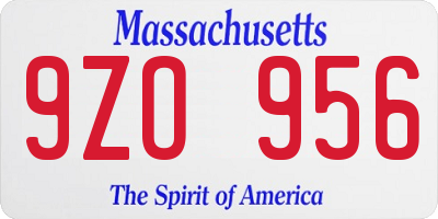 MA license plate 9ZO956