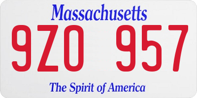 MA license plate 9ZO957