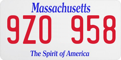 MA license plate 9ZO958