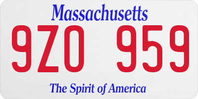 MA license plate 9ZO959