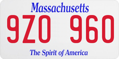 MA license plate 9ZO960