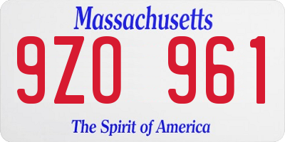 MA license plate 9ZO961