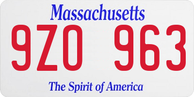 MA license plate 9ZO963