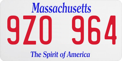 MA license plate 9ZO964