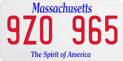 MA license plate 9ZO965