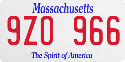 MA license plate 9ZO966