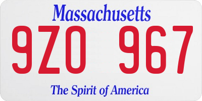 MA license plate 9ZO967