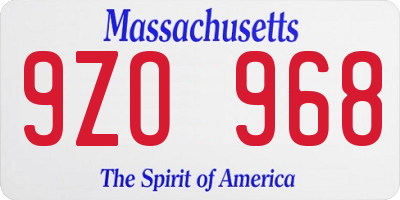 MA license plate 9ZO968