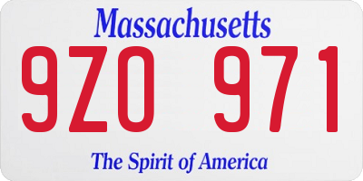 MA license plate 9ZO971