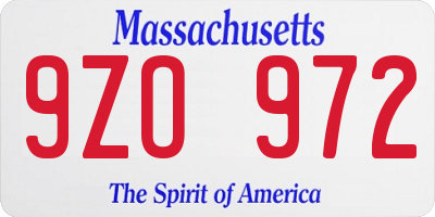 MA license plate 9ZO972