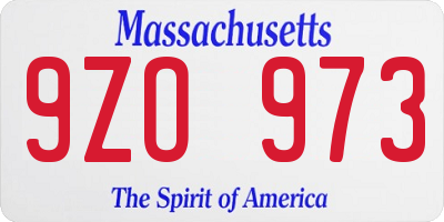 MA license plate 9ZO973