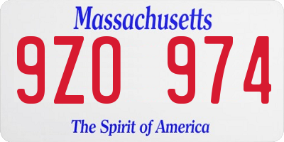 MA license plate 9ZO974