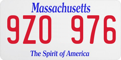 MA license plate 9ZO976