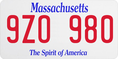 MA license plate 9ZO980