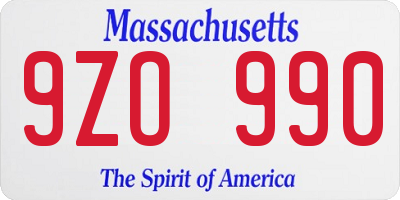 MA license plate 9ZO990