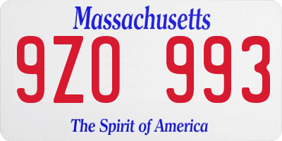 MA license plate 9ZO993