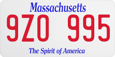 MA license plate 9ZO995