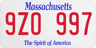 MA license plate 9ZO997