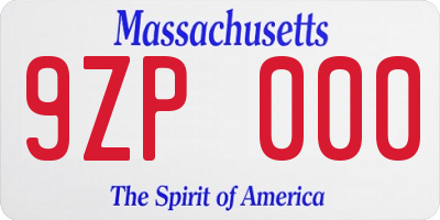 MA license plate 9ZP000