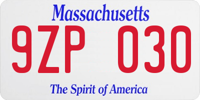 MA license plate 9ZP030